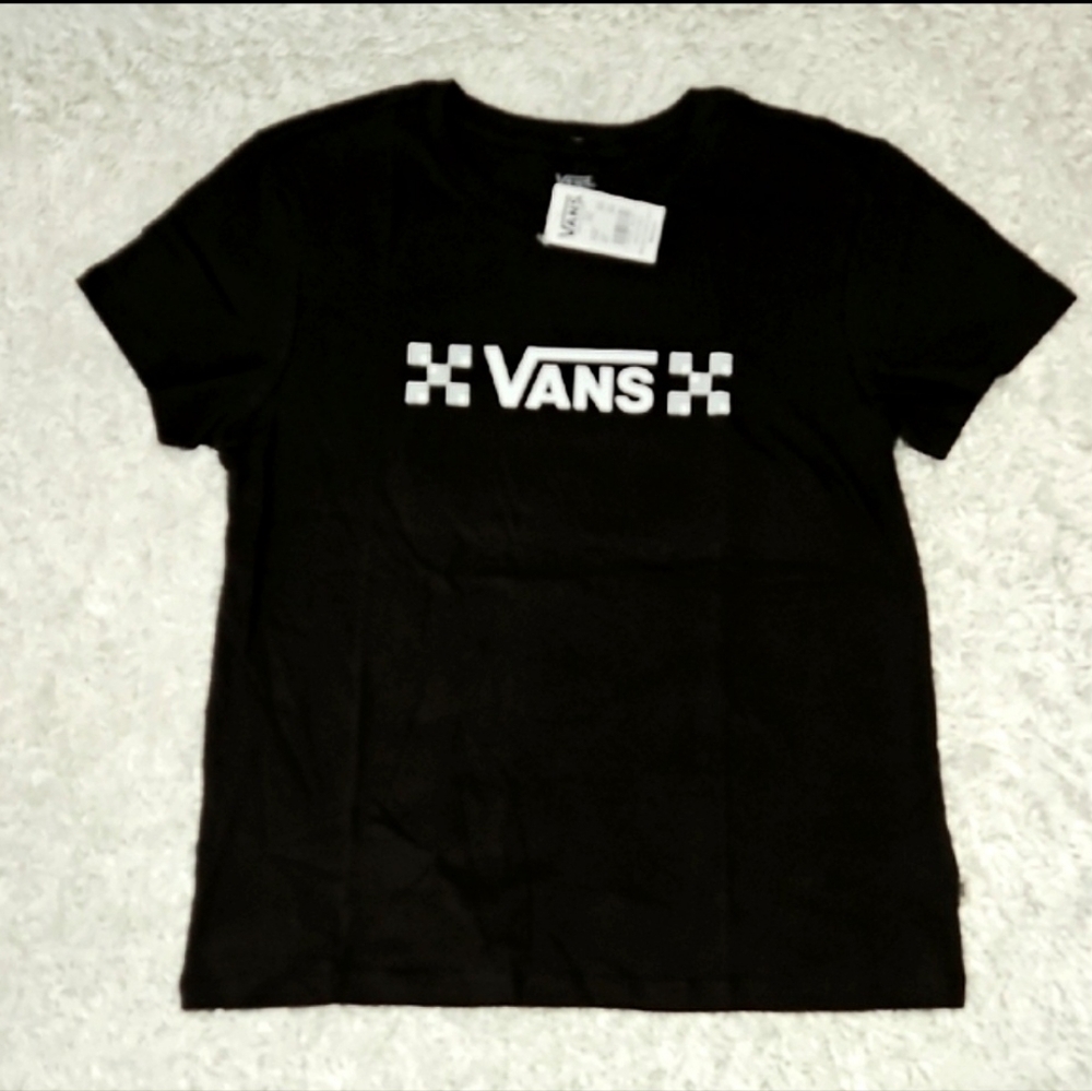 Vans Black Logo shirt 100% Cotton lightweight Outdoor Breathable Size Medium